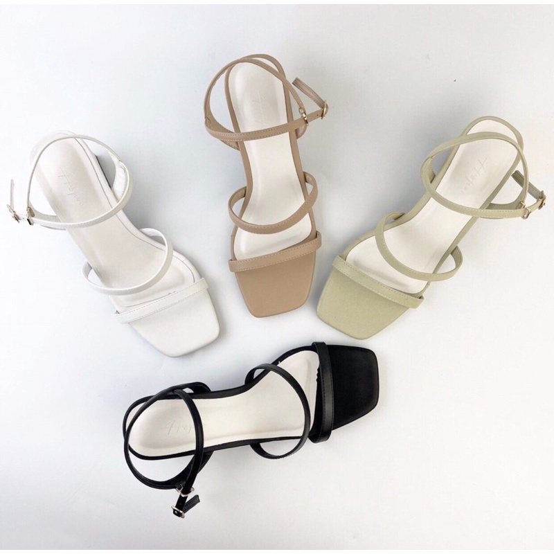 Sandal cao gót chất da mờ 5cm