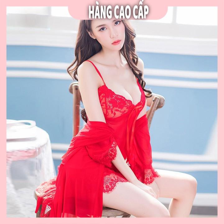 Váy ngủ sexy ren hoa ngực kèm áo choàng ngủ và chip lọt khe quyến rũ với 4 màu siêu hot | BigBuy360 - bigbuy360.vn