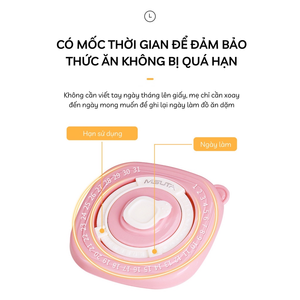 Hộp Trữ Đông Misuta 120ml Đựng Đồ Ăn Dặm Cho Bé (Có Nút Ghi Nhớ Ngày Tháng)