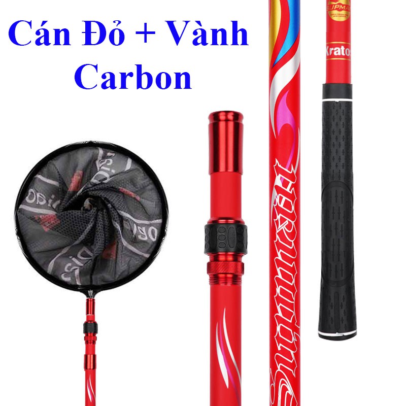 Vợt Cá Carbon Vành Tròn Thu Gọn Chuyên Dụng Câu Đài KK-15.