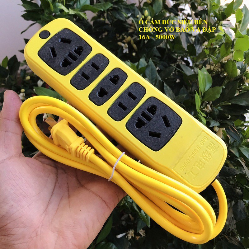 ổ cắm điện nguyên khối kèm dây điện 2.5m chống cháy,chống va đập lõi đồng dày