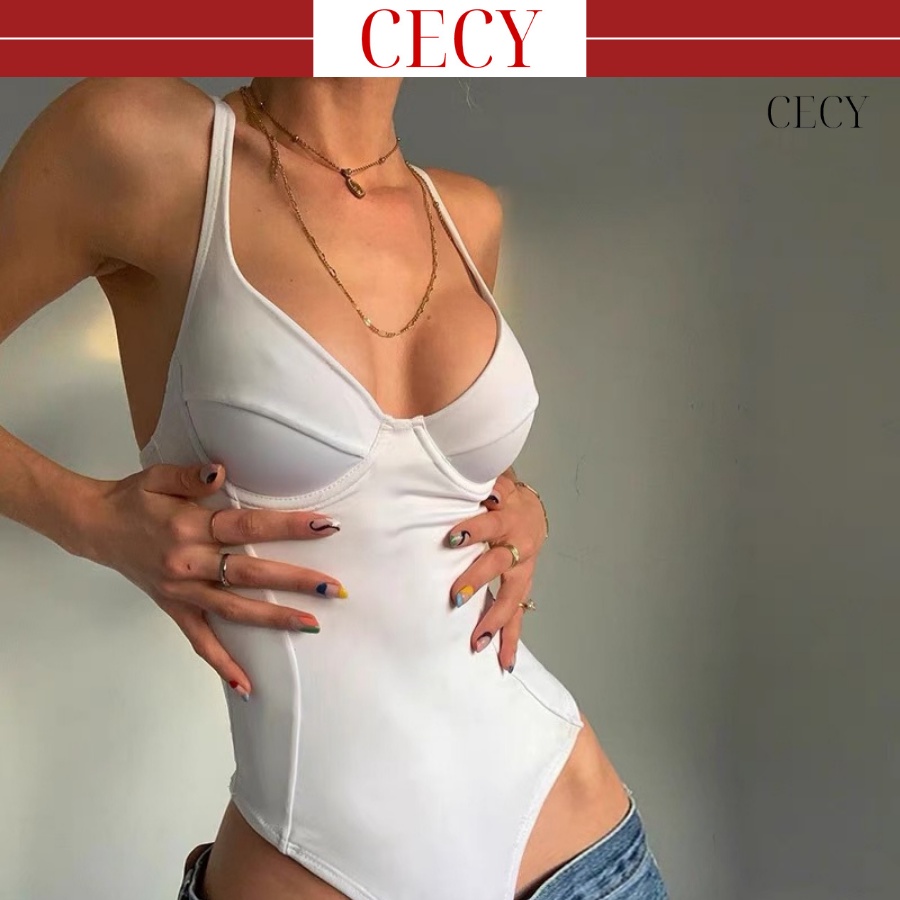 Áo 2 dây Bodysuit cúp ngực quyến rũ, Áo bó sát, áo body sexy, áo xẻ ngực sâu B026