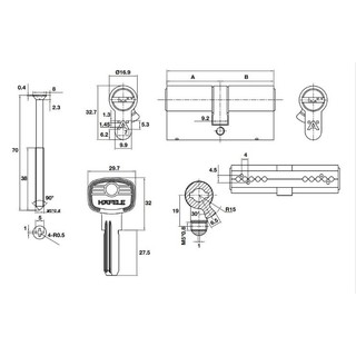 Ruột khoá 2 đầu chìa Häfele 71mm 489.56.001