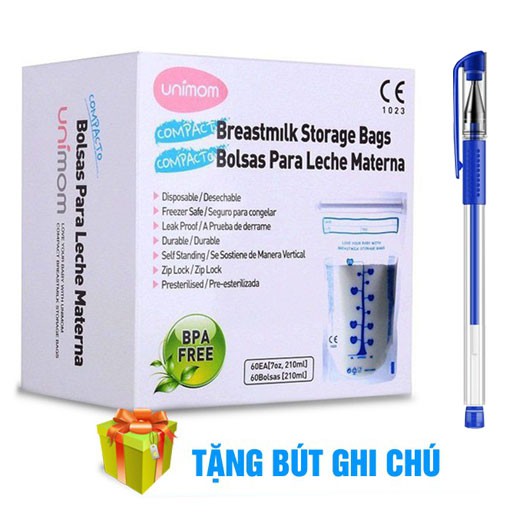 BQShop Túi trữ sữa Unimom 60 túi 210ml Hàn Quốc