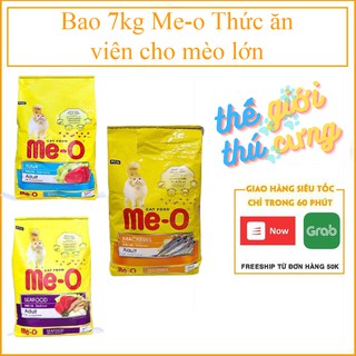 Bao 7kg Me-o Thức ăn viên cho mèo lớn gồm 3 vị Cá ngừ Cá Thu và Hải sản đồ ăn dành cho mèo trên 1 năm tuổi