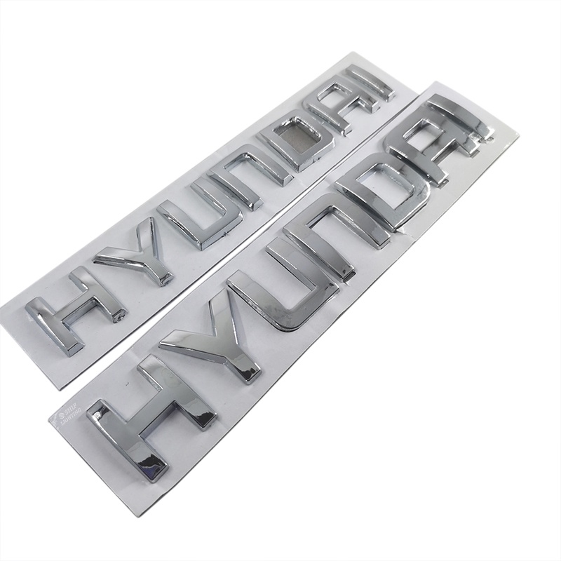 1 Miếng Dán Logo HYUNDAI Bằng Nhựa ABS Màu Chrome Trang Trí Đuôi Xe Hơi