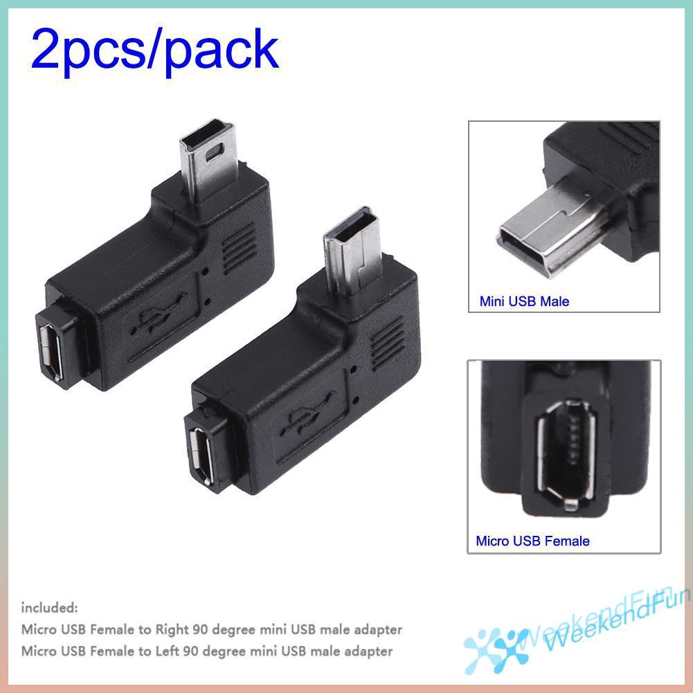 Set 2 Đầu Chuyển Đổi Micro Usb Sang Mini Usb 90 Độ