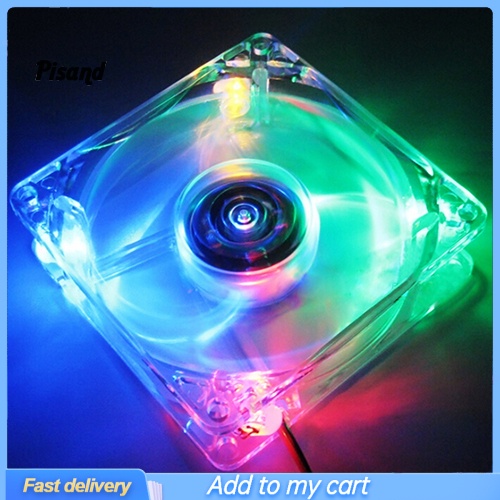 pu 8025 Clear 8cm with LED Lights Chassis Cooling Fan for PC Computer Case Cooler