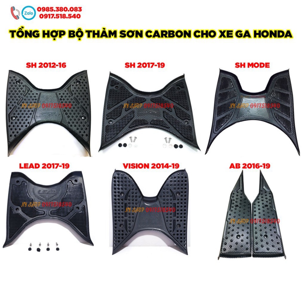 THẢM ĐỂ CHÂN SƠN CARBON HONDA SH 2012 - 19, SH MODE, AB, LEAD, VISION  Ảnh thật Sp