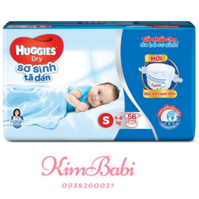 Tã dán sơ sinh Huggies Dry Newborn S56 (56 miếng cho bé 4-8kg)