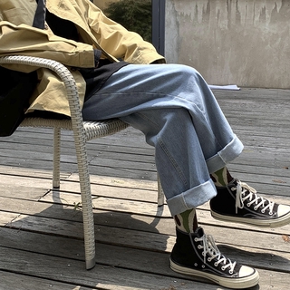 Quần Jeans Nam Xanh Ống Rộng Vintage Phong Cách Hàn Quốc 2020