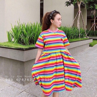 váy cầu vồng suông