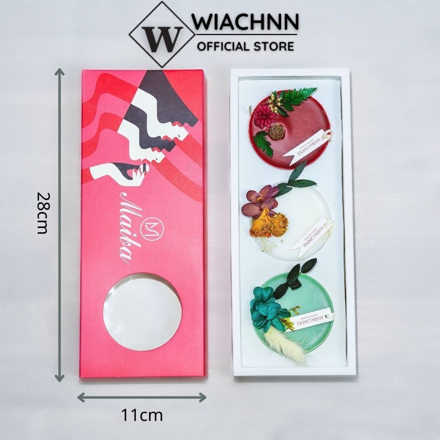 Set 3 Sáp Thơm Hoa Khô Thiên Nhiên WIACHNN Kèm Túi Xách Làm Quà Tặng Khử Mùi Decor