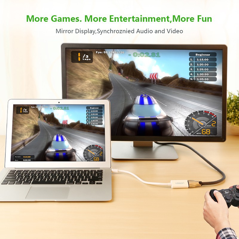 Đầu chuyển đổi Ugreen cổng Mini DisplayPort 2.0 sang HDMI 4K DP sang HDMI