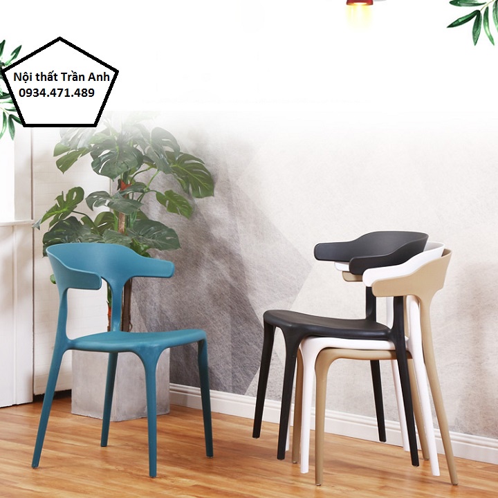 Ghế xếp gọn nhựa đúc ngồi cafe hoặc ngồi bàn ăn phong cách hiện đại BGN004