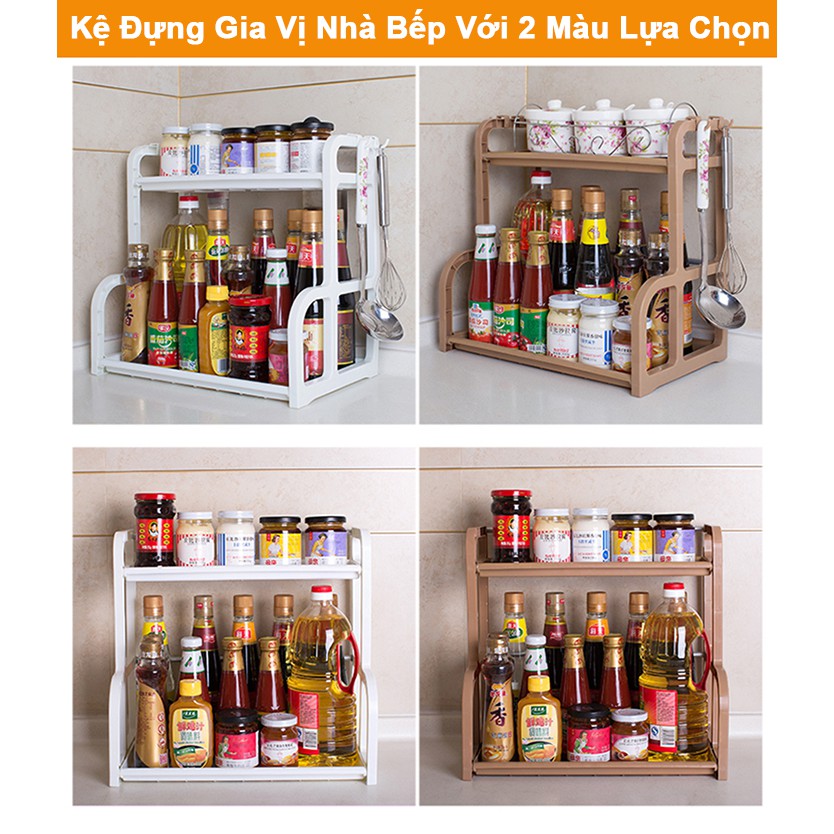 Kệ Đựng Gia Vị Nhà Bếp 2 Tầng Bằng Nhựa Cao Cấp