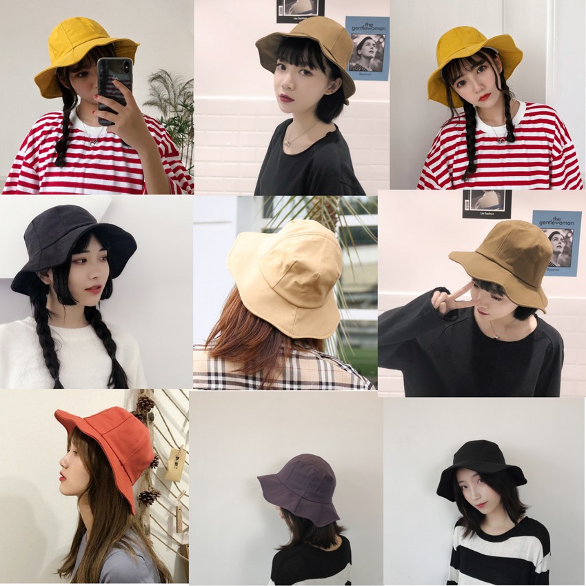 Nón Bucket màu trơn thiết kế đơn giản thanh lịch