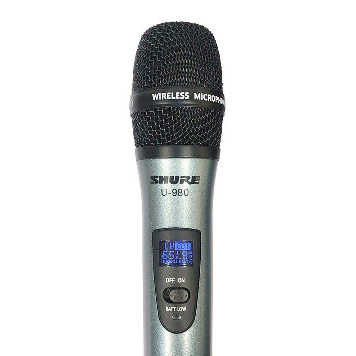 Micro Hát Karaoke Không Dây SHURE U980 Hộp Nhôm Sang Trọng