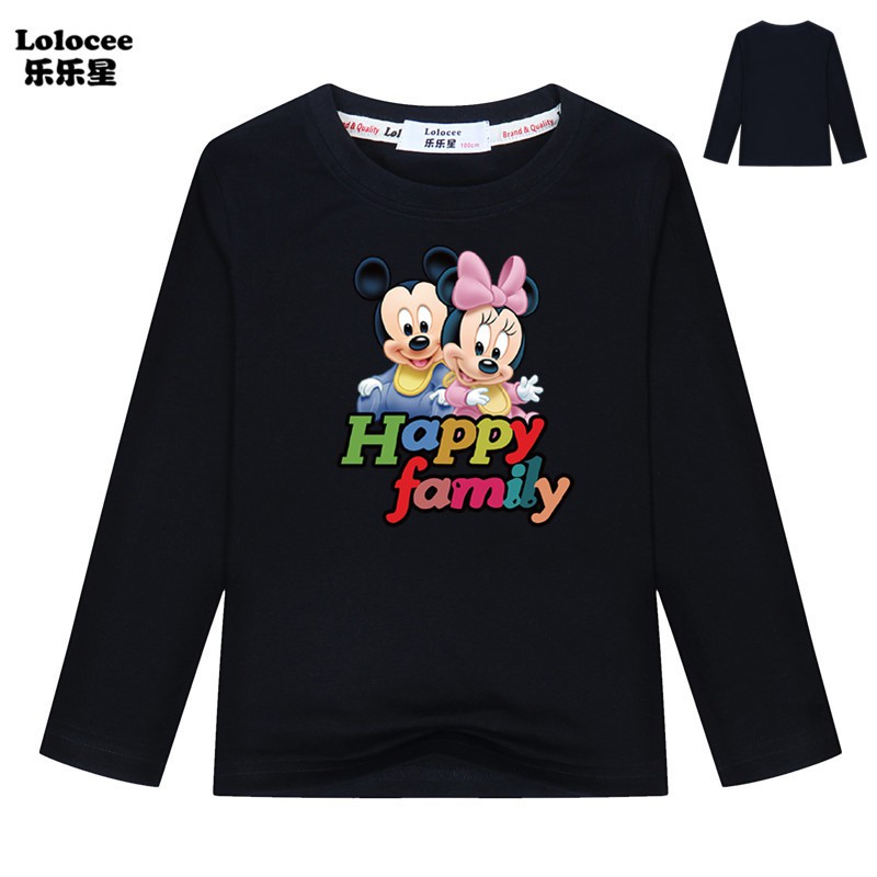 Áo thun dài tay cho chuột Minnie cho bé gái bé gái mùa xuân Cotton cơ bản