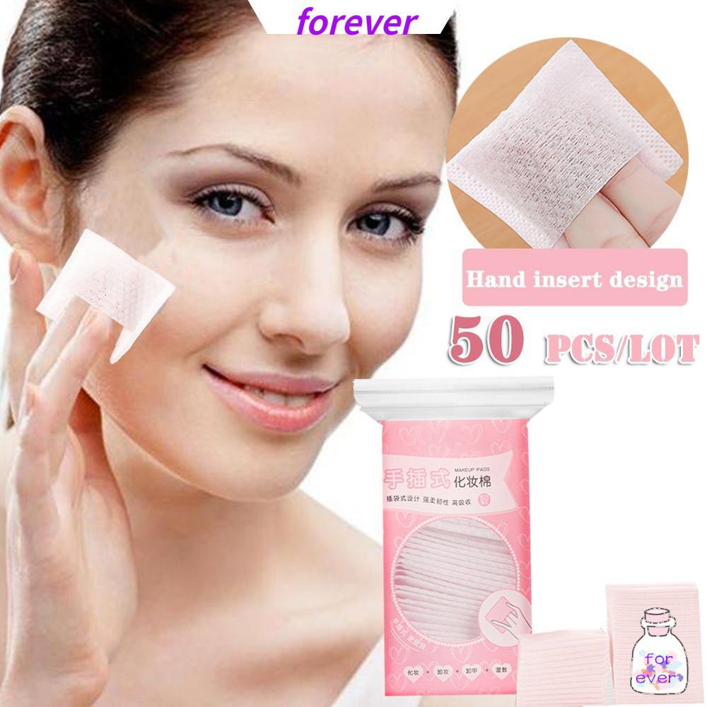 🌱FOREVER🌱 50Pcs/Bag Hot Makeup Remover Pads Disposable 100% Cotton Facial Cleansing Pad Makeup Cotton Hand Insert Design Skin Care Beauty Tools Face Wipes
