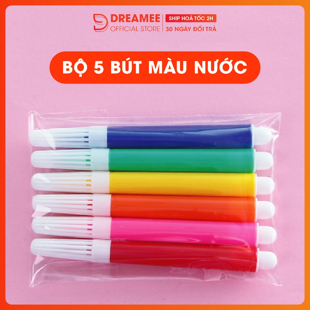 Bộ 5 Bút Màu Nước - An toàn cho trẻ em - Bút tô màu vẽ hình dễ thường cho bé