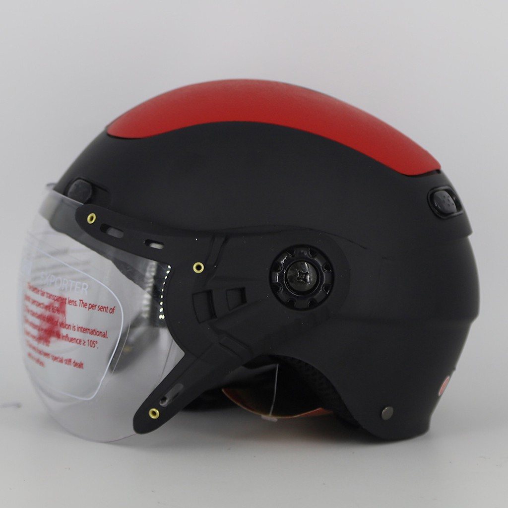 Mũ bảo hiểm 1 2 đầu có kính SRT ACE M1 (màu Đen) mũ bảo hiểm thời trang