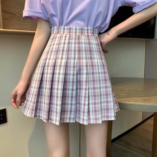 Chân váy tennis xếp ly caro tím pastel ulzzang