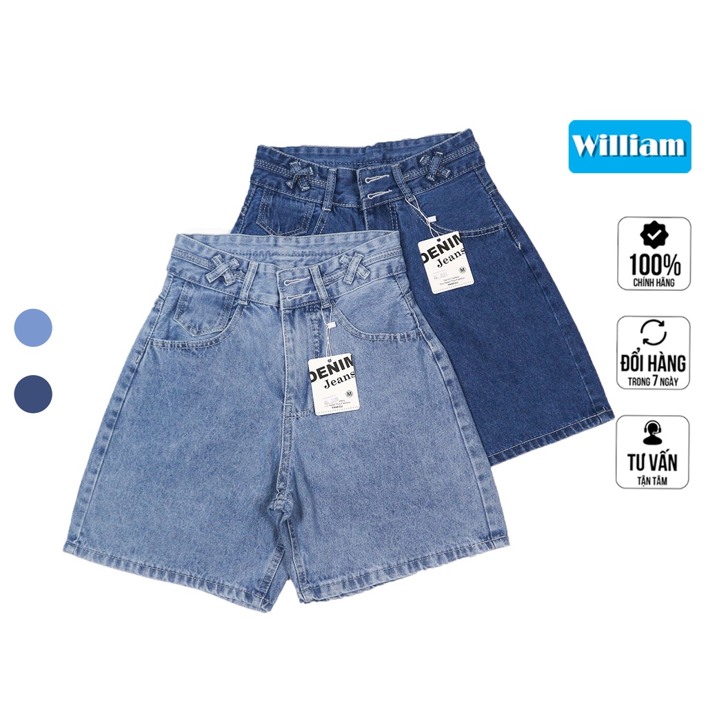 Quần jean nữ ngố ống rộng trơn, vải denim bền đẹp, dễ phối đồ William - AT118