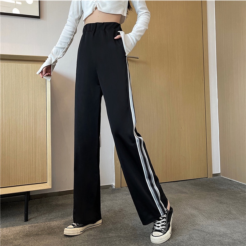 Quần dài NZN ống rộng kẻ sọc phong cách Hàn Quốc cho nữ