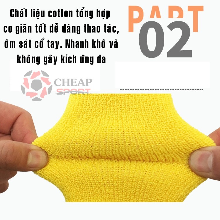 Băng Cổ Tay Thấm Mồ Hôi Thể Thao Cao Cấp Chất Liệu Cotton Bảo Vệ Cổ Tay Khi Chơi Bóng Rổ, Tennis, Cầu Lông, Tập Gym