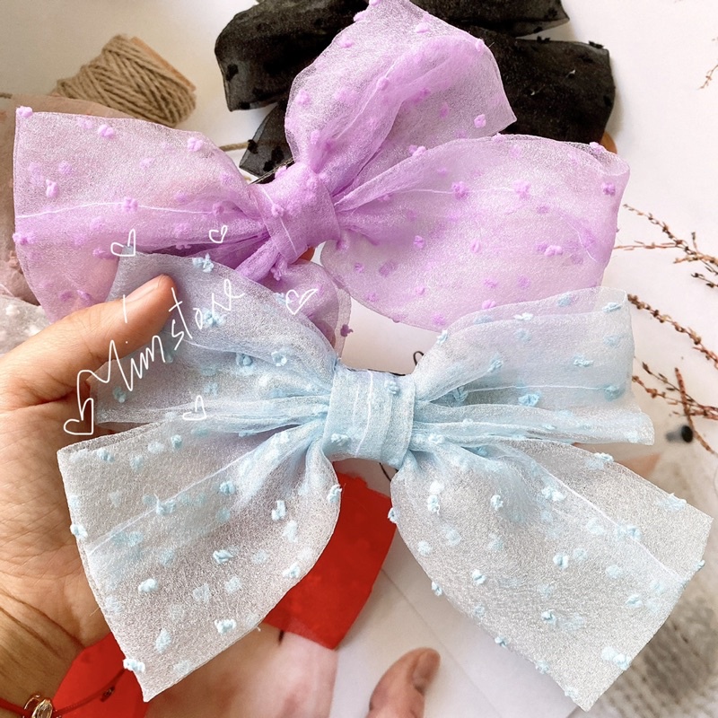 Kẹp tóc nữ nơ voan tuyết TÍM STORE phong cách hàn quốc sang đẹp