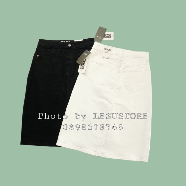 ẢNH THẬT Chân váy jeans midi trơn xẻ giữa lưng cao | BigBuy360 - bigbuy360.vn