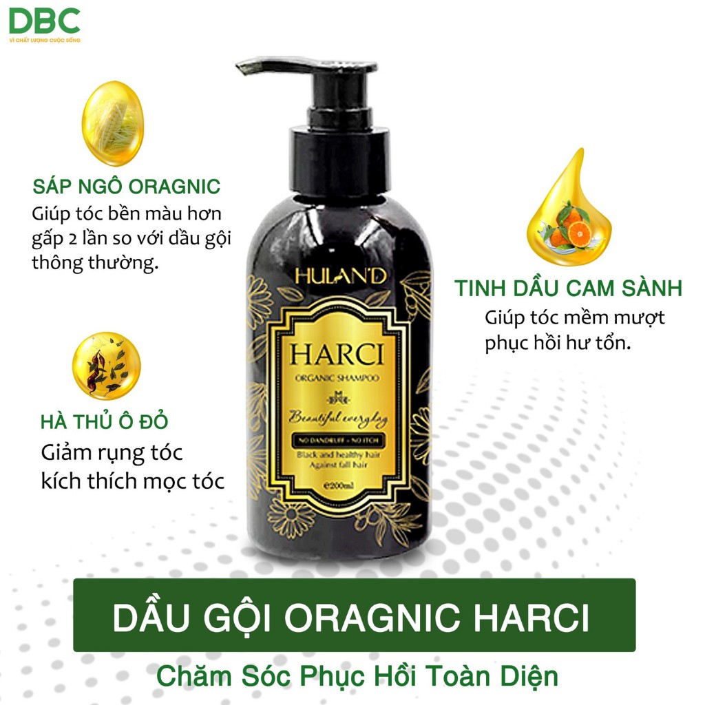 Dầu Gội Thảo Dược Organic Harci DƯỢC BẢO CHÂU Giúp Giảm Rụng Tóc, Mọc Lại Tóc, Đen Tóc, Bền Màu Tóc 200ml TP03-0004