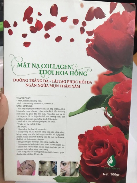 Bột mặt nạ đắp mặt collagen tươi hoa hồng