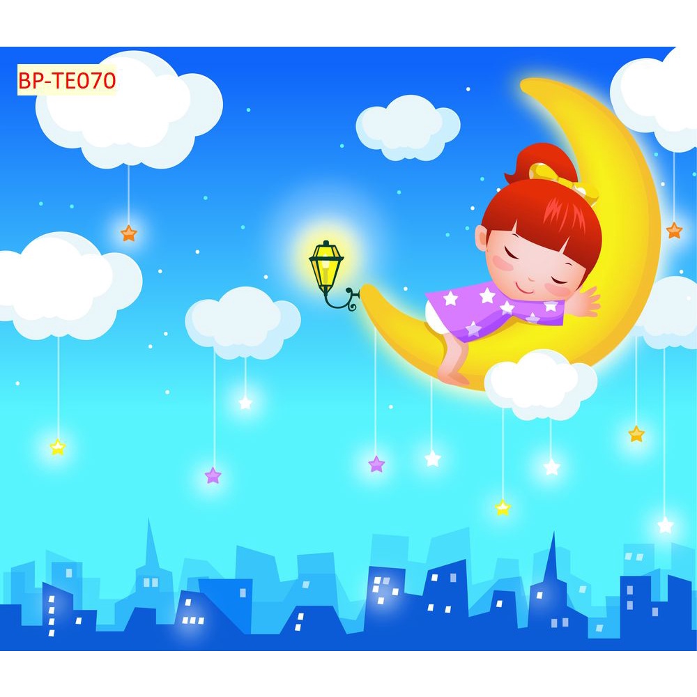 Tranh Dán Tường 3D Giành Cho Trẻ Em Khổ Lớn CỦ ĐỀ CUNG TRĂNG