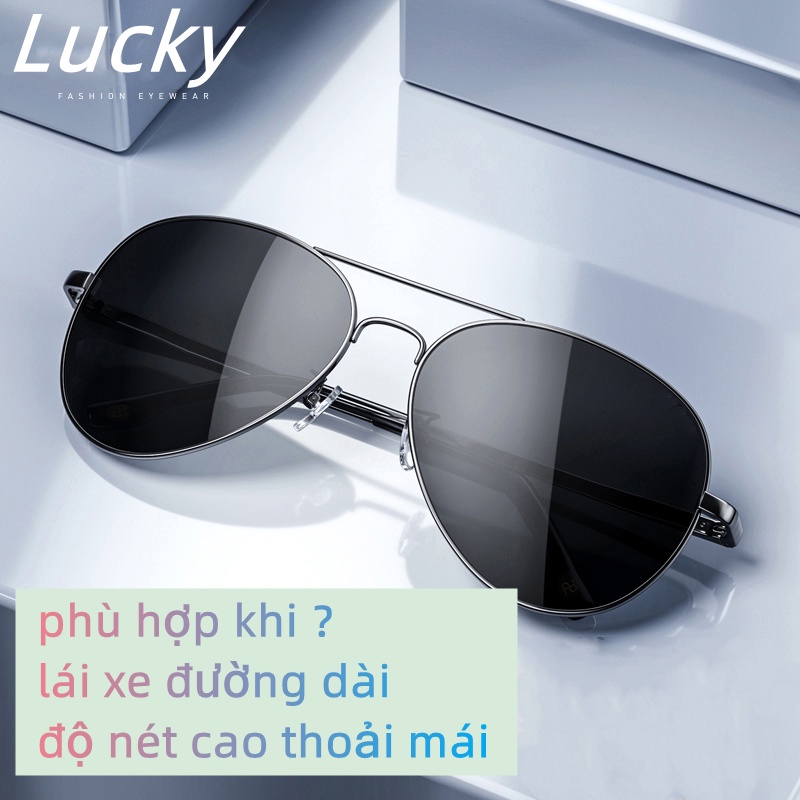 Best】Kính Mát nam cao cấp lái xe-Kính râm phân cực thời trang-phi công gọng kim loại mạ titan tròng polaroid-ITALIA