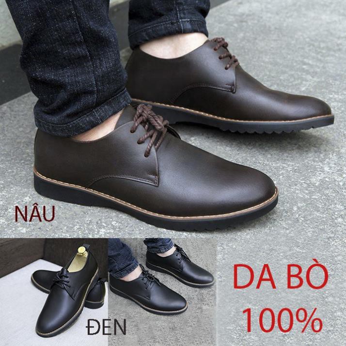 [Hạ Giá]  Giày Lười Nam Có Dây Buộc Da Bò Mã BH02