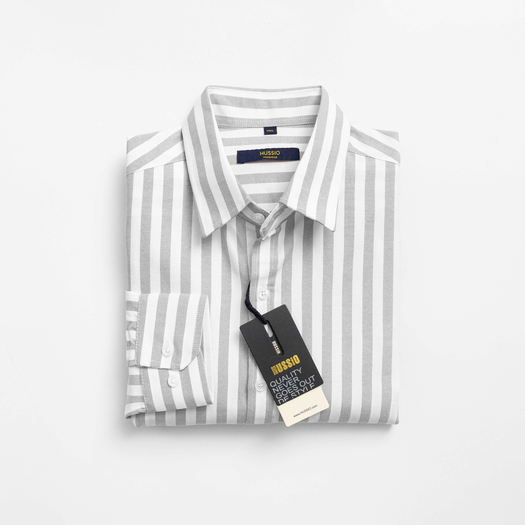 Sơ mi sọc nam cao cấp LI QUIN vải cotton lụa siêu thoáng mát, chuẩn form HUSSIO