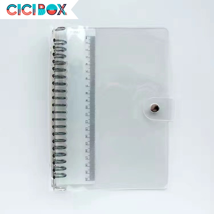 Bìa sổ còng nhựa dẻo trong suốt A4, A5, A6 Binder bìa nhựa đựng tài liệu trong suốt có cúc bấm CICIBOX