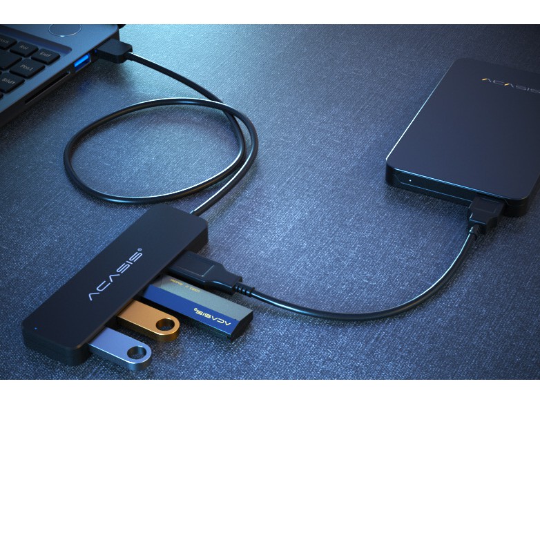 Bộ Chia Hub 4 Cổng USB 3.0/ 2.0 ACASIS Nhỏ Gọn Dùng Cho Laptop, PC, Bàn Phím, Chuột, Ổ Đĩa... AB3-L42....Dài 20/60/120cm