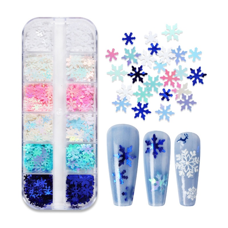 Hộp Sequin Hình Bông Tuyết Dùng Trang Trí Móng Nghệ Thuật