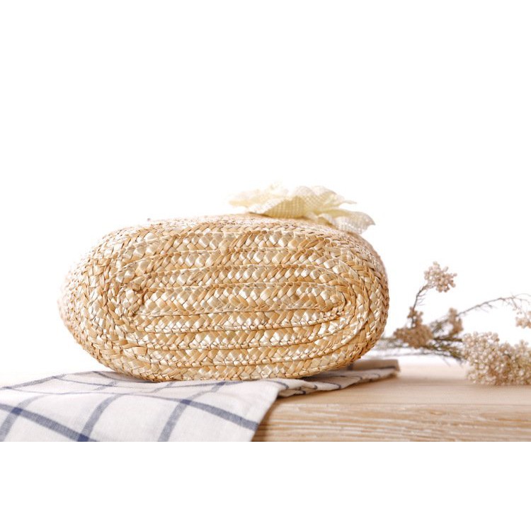 [NowShip - Giao Ngay] Túi Cói Boho Vintage Đeo Vai, Đeo Chéo Hình Tròn Dây Da Màu Nâu Be Trơn