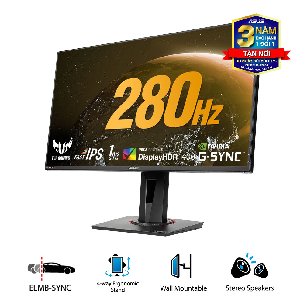 Màn Hình Game ASUS VG279QM 27 inch IPS 280Hz 1ms G-SYNC compatible, Loa - Hàng Chính Hãng