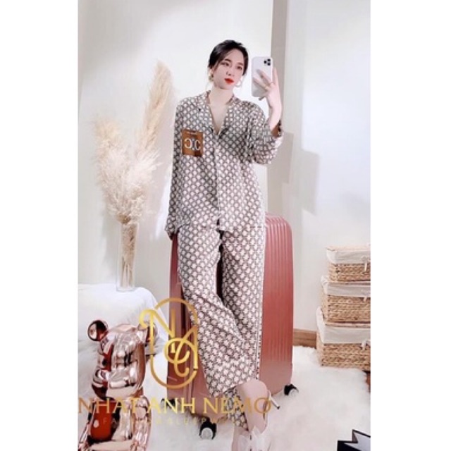 Bộ pijama dài siêu xinh lụa satin cao cấp quảng châu