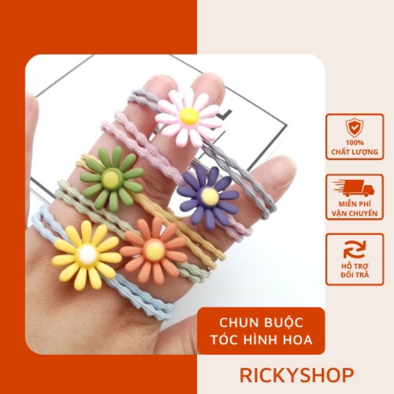 dây buộc tóc Hàn Quốc hoa cúc HOT TREND - Chun đôi cực bền - co giãn thoải mái - có 5 màu