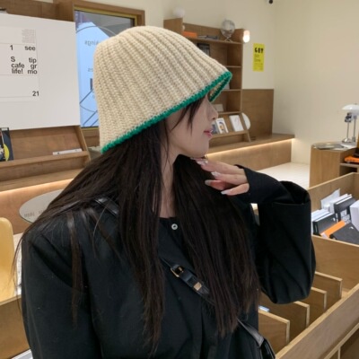 Mũ Bucket Len Dệt Kim Thời Trang Thu Đông Phong Cách Nhật Bản Đơn Giản Cho Nữ