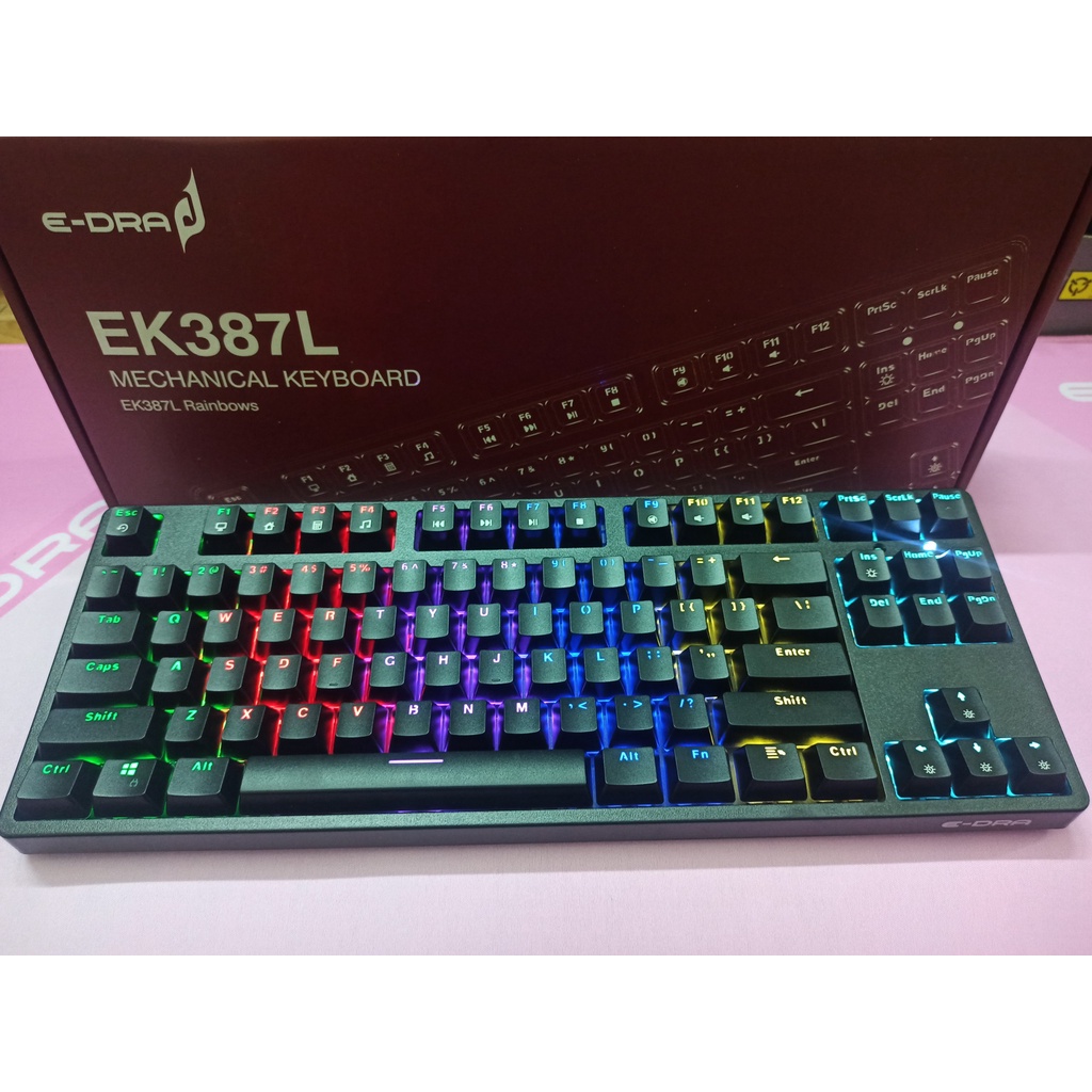 Bàn phím cơ gaming E-DRA EK387L led Rainbow, cáp type C, - Bản mới 2022  HÀNG CHÍNH HÃNG