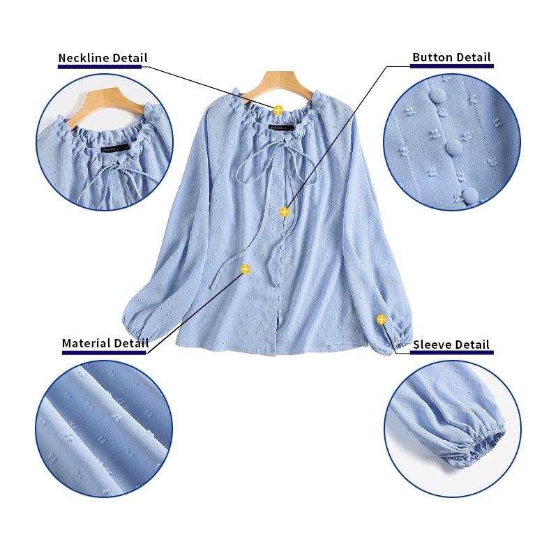 Áo sơ mi kiểu Zanzea tay dài cổ tròn phong cách Châu Âu thời trang