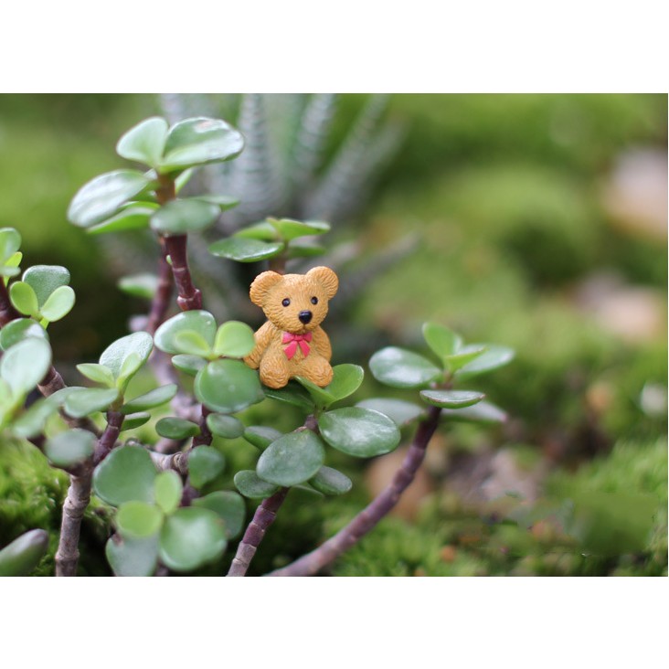 Mô hình gấu Teddy nhỏ xinh cỡ 1.5 x 2cm cho các bạn trang trí terrarium, tiểu cảnh, DIY