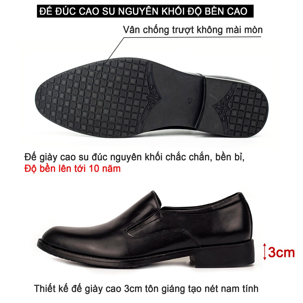 Giày nam công sở da bò nappa cao cấp, giày lười màu đen G107- Bụi leather- hộp sang trọng -Bảo hành 12 tháng